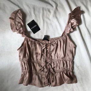 Tie Front Satin Top NWT